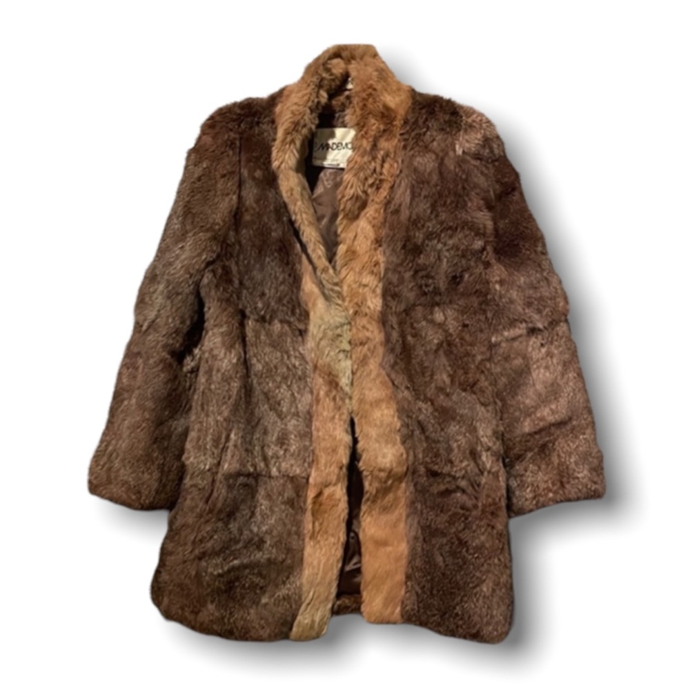 Mademoiselle Two-Toned Brown Rabbit Fur Coat
